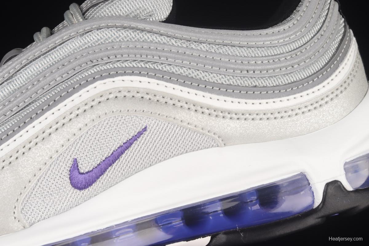 NIKE Air Max 97 SE silver and purple bullet air cushion running shoes DJ0717-001