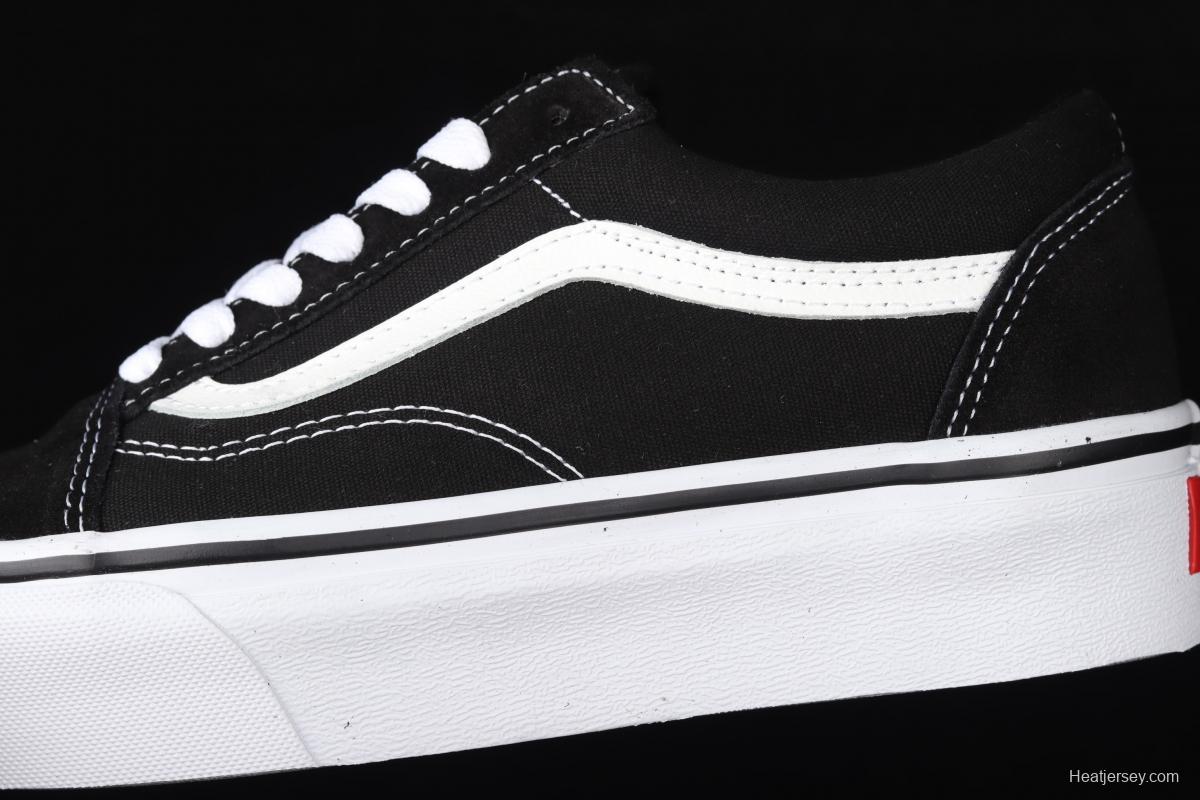 Vans Old Skool Platform classic OS black and white thick-soled low-upper shoes VN0A3B3UY28