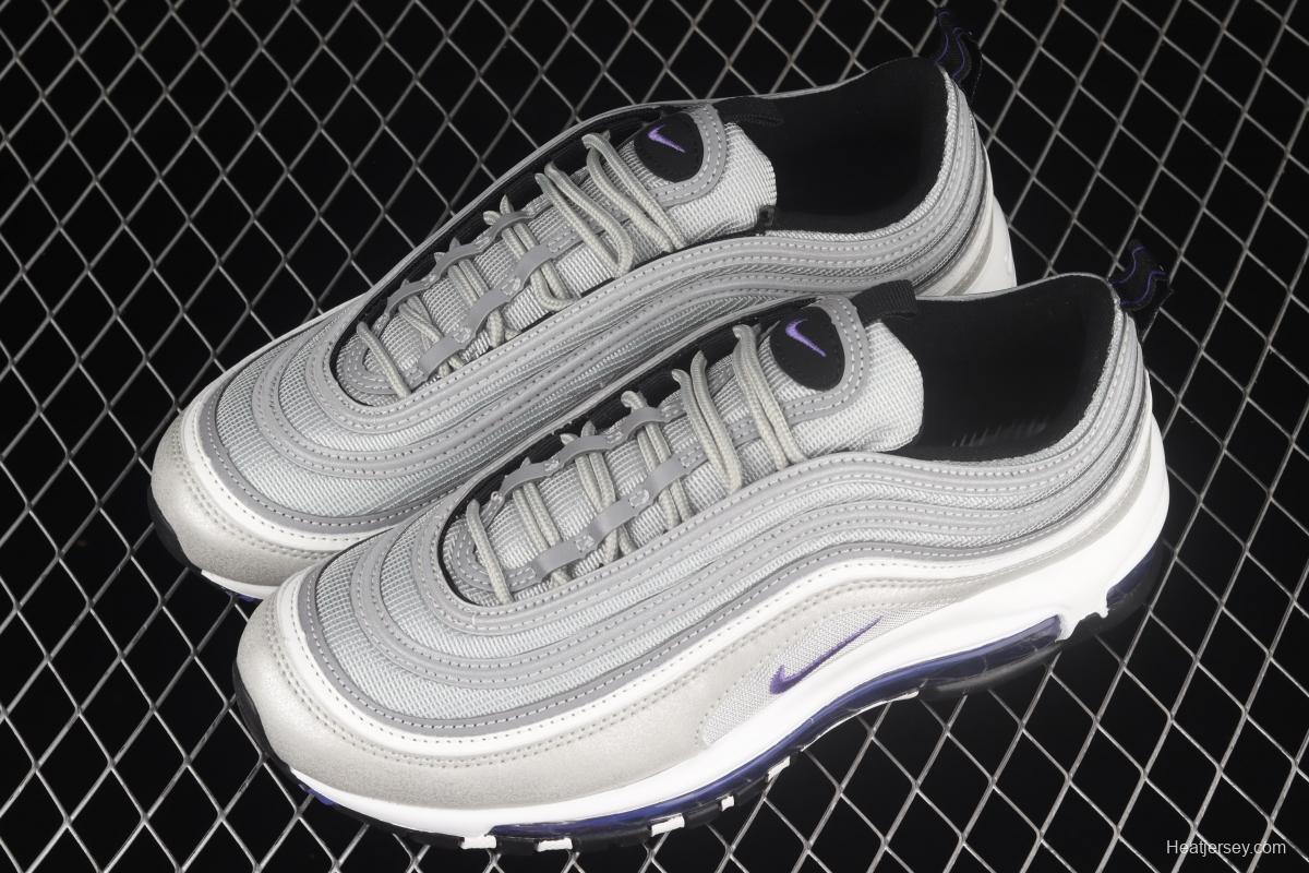 NIKE Air Max 97 SE silver and purple bullet air cushion running shoes DJ0717-001