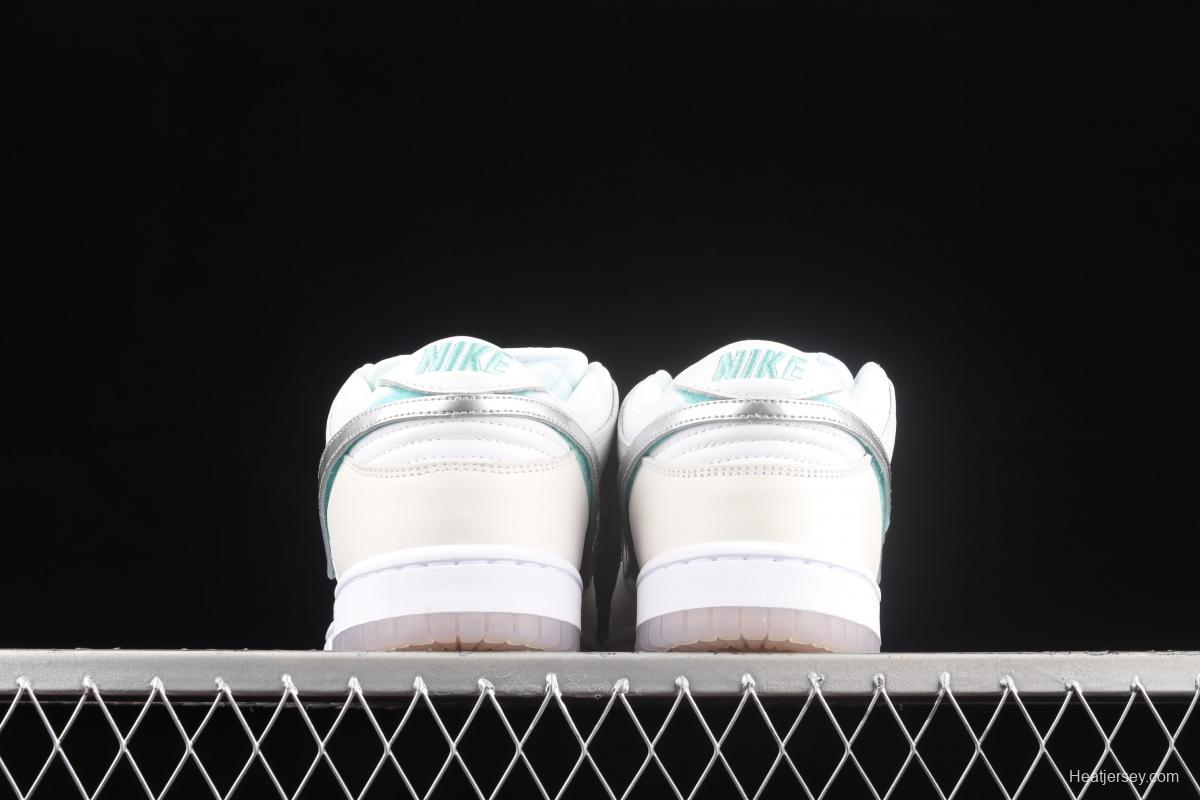 Diamond Supply Co x NIKE SB DUNK Low joint style white diamond SB rebound fashion casual board shoes BV1310-100