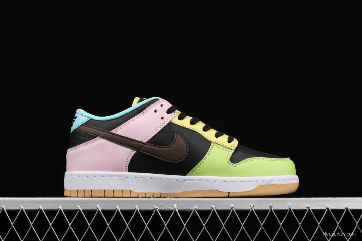 NIKE DUNK Low Free 99 SB buckle backboard black, blue and yellow color spliced mandarin duck DH0952-001