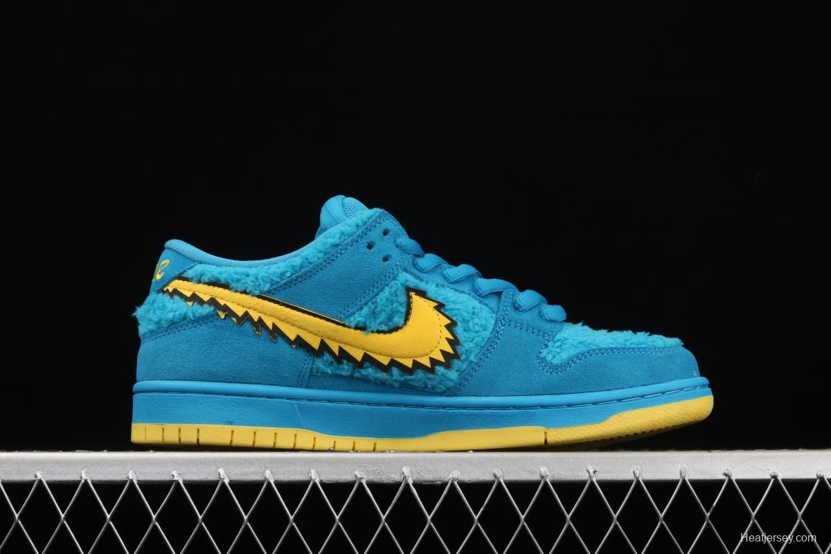 Grateful DeAdidas x NIKE SB DUNK Low Yellow Bear joint style blue and yellow bear sports skateboard shoes CJ5378-400