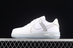 NIKE Air Force 1 React QS Light Bone Analysis of Ice Blue low Upper Board shoes CQ8879-100