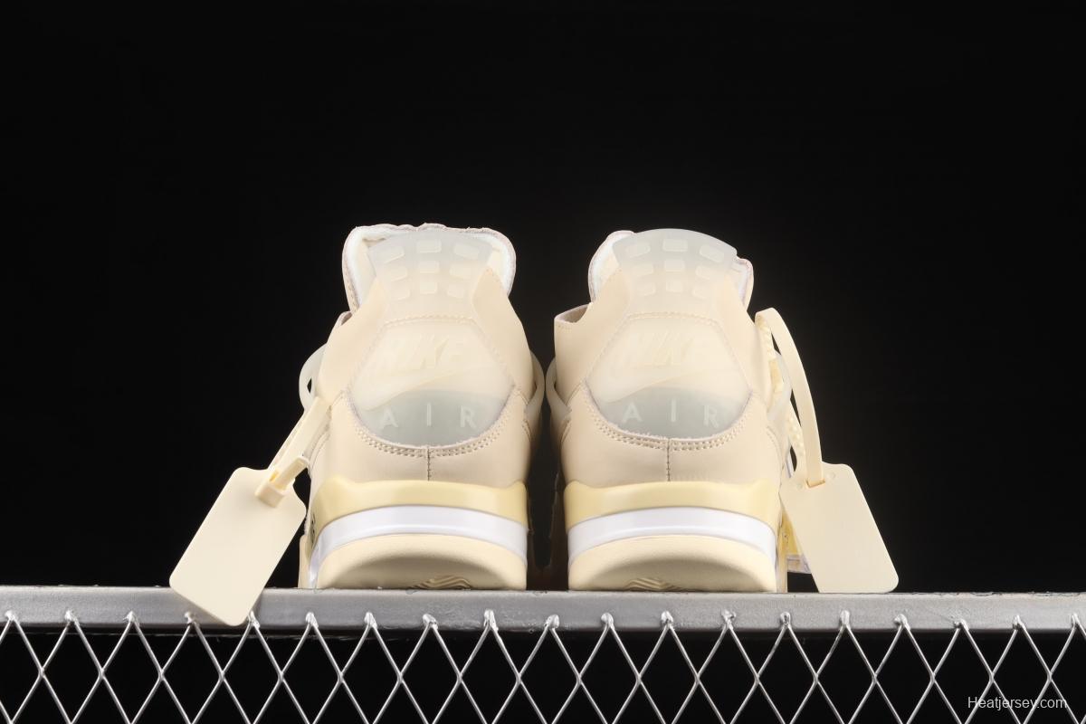 OFF-White x Air Jordan 4 Retro Cream/Sail help retro leisure sports culture basketball shoes CV9388-100