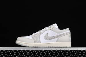 Air Jordan 1 Low Prm Elephant Print low side white ash explosion crack DH4269-100