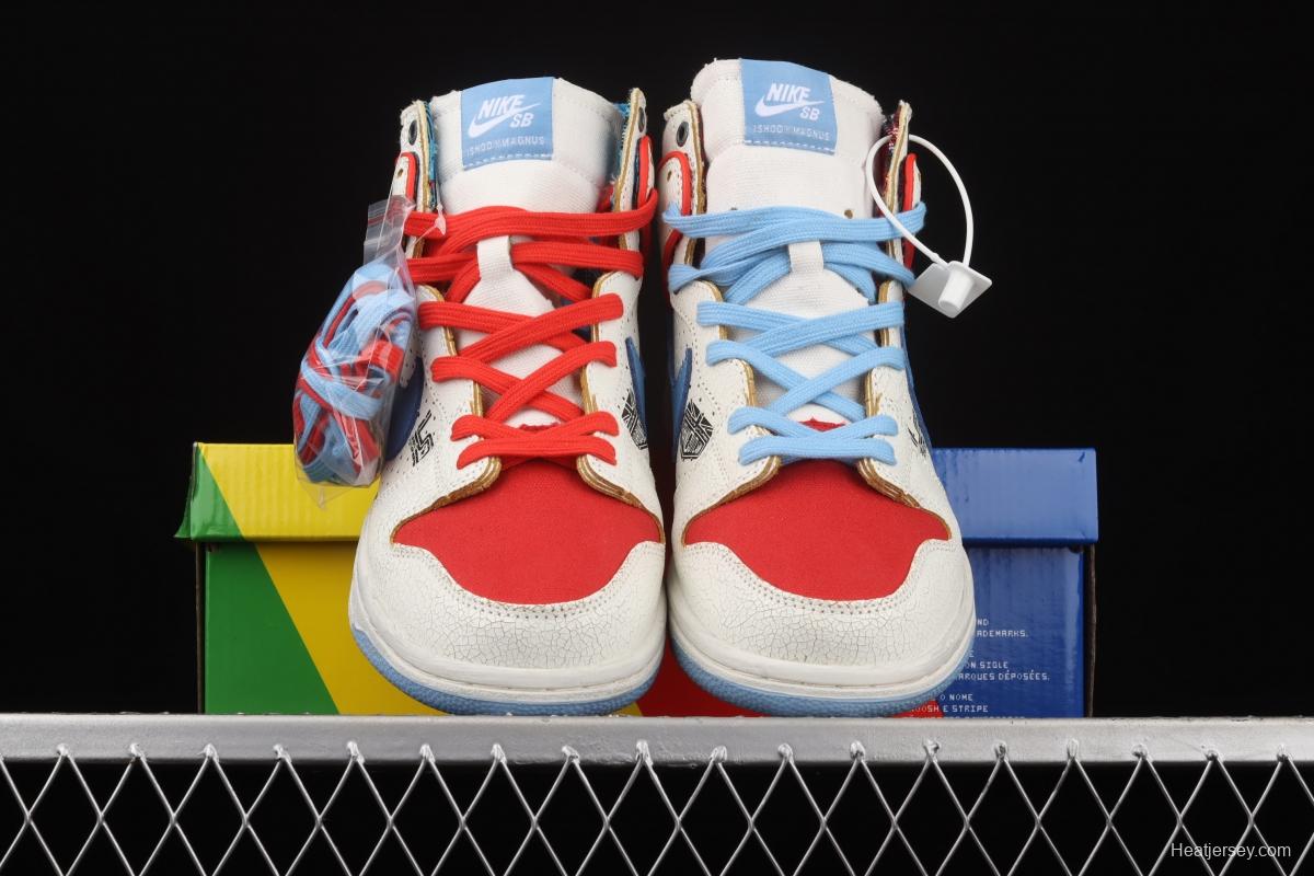 Magnus Walker x NIKE DUNK High Pro Decon QS [Porsche 911] White, blue and red high top casual skateboard shoes DH7683-100