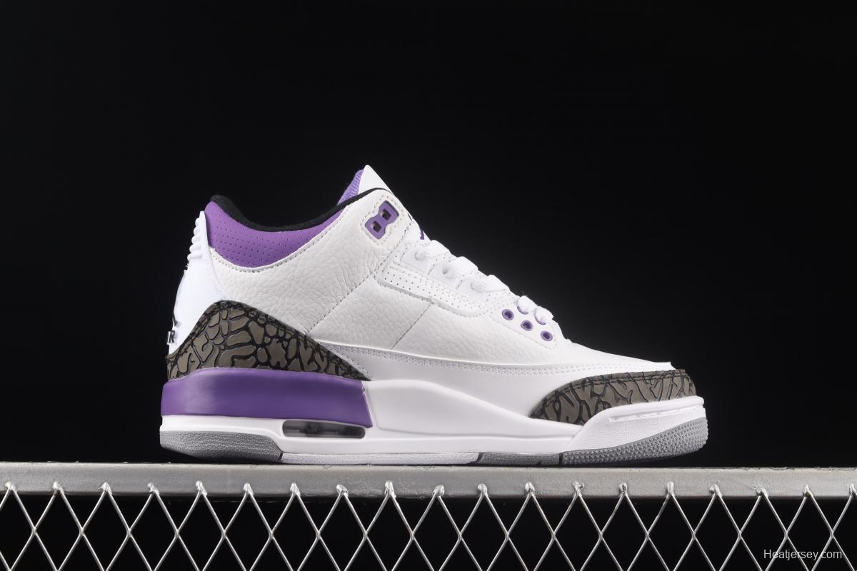 Air Jordan Retro Dark Iris AJ3 Joe 3 White and Purple cement CT8532-105