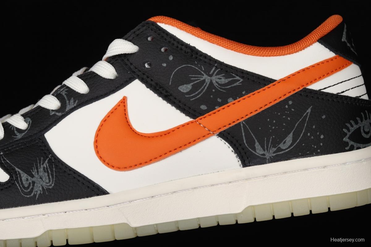 NIKE SB DUNK Low Halloween black, white and orange luminous Halloween SB rebound fashion casual board shoes DD3357-100