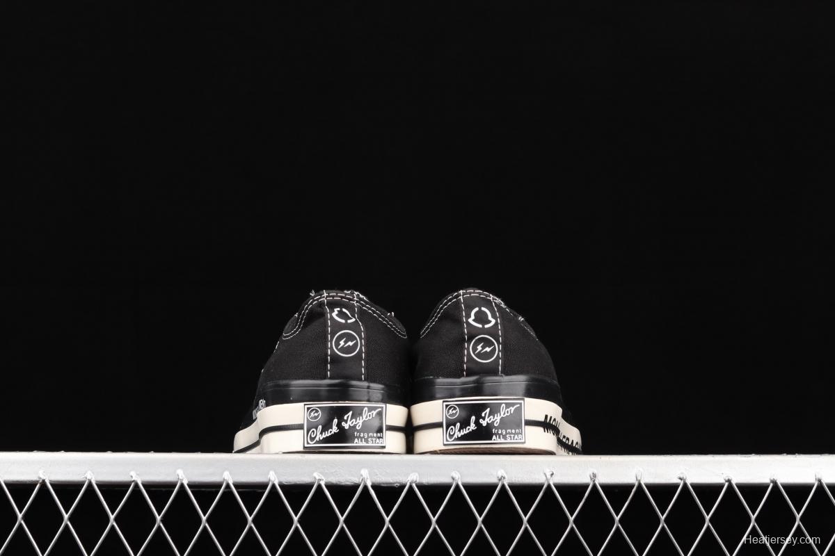 Fragment x Moncler x Converse 1970 S Fujiwara Hiroshi Fujiwara Lightning co-signed Chen Weiting the same black-and-white graffiti classic low-top canvas shoes 172320C