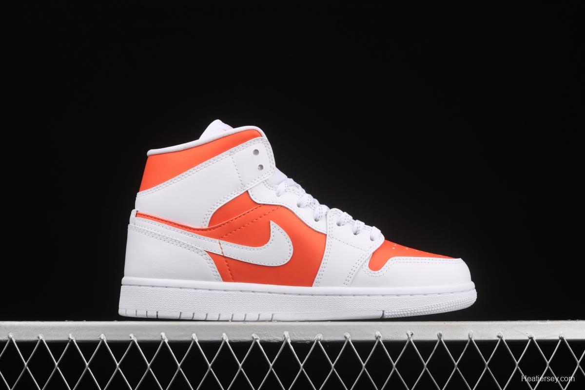 Air Jordan 1 Mid White Orange Zhongbang Basketball shoes CZ0774-800