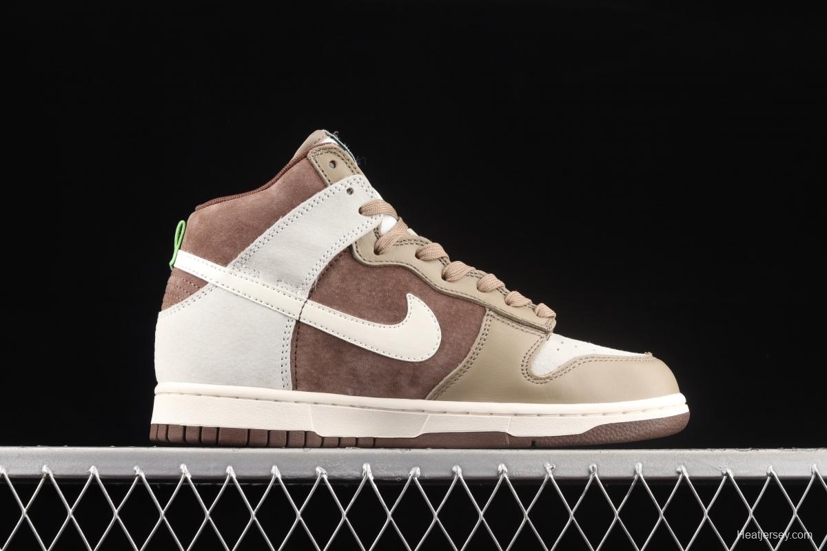 NIKE DUNK High Light Chocolate Chocolate vintage White Brown High Top Leisure Skateboard shoes DH5348-100