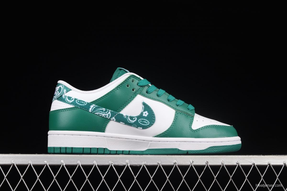 NIKE DUNK Low Green Paisley cashew nuts white and green SB buckle rebound fashion casual board shoes DH4401-102