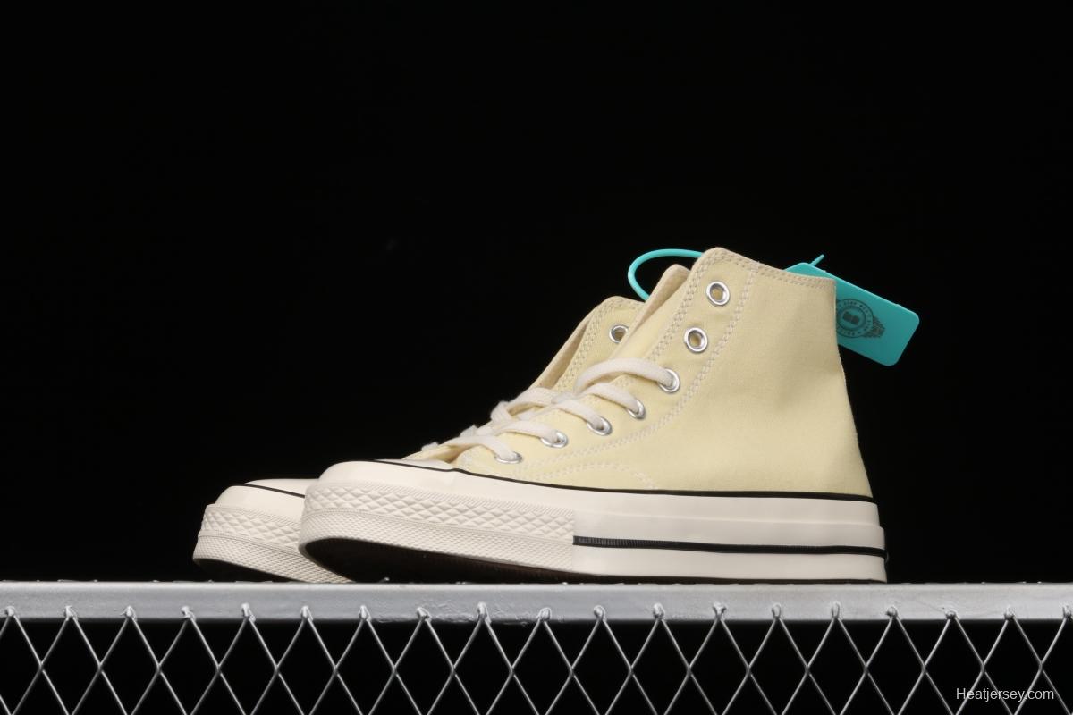 Converse 70s spring new color environmental protection cream yellow high top leisure board shoes 170795C