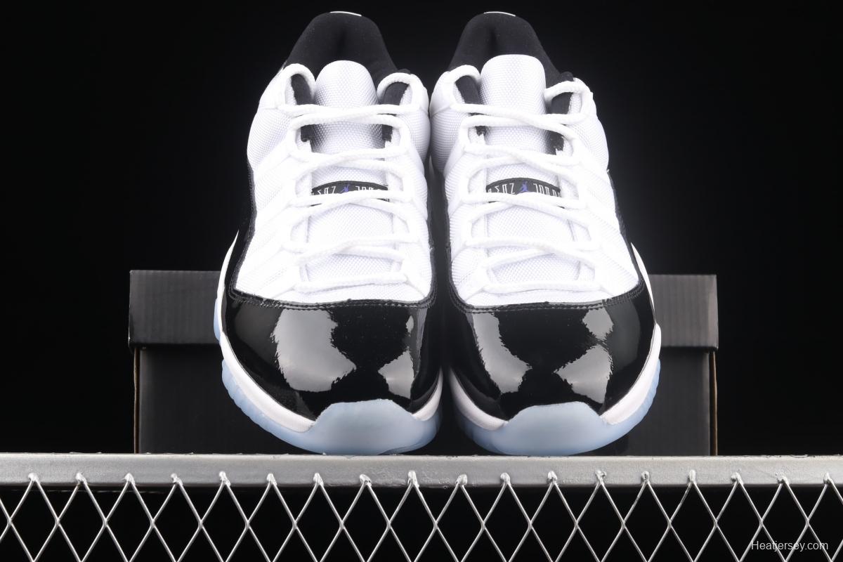 Air Jordan 11 Low Concord 1 kangkou white and black original standard real carbon fiber low top basketball shoes 528895-153