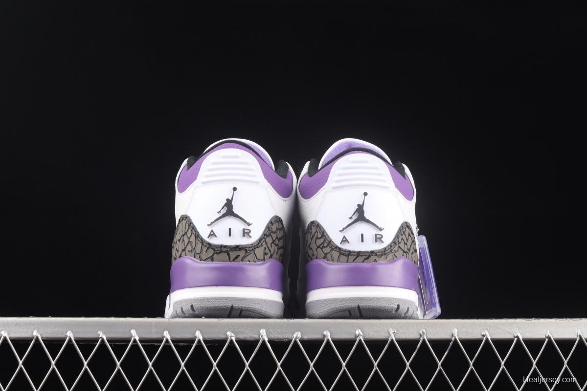 Air Jordan Retro Dark Iris AJ3 Joe 3 White and Purple cement CT8532-105