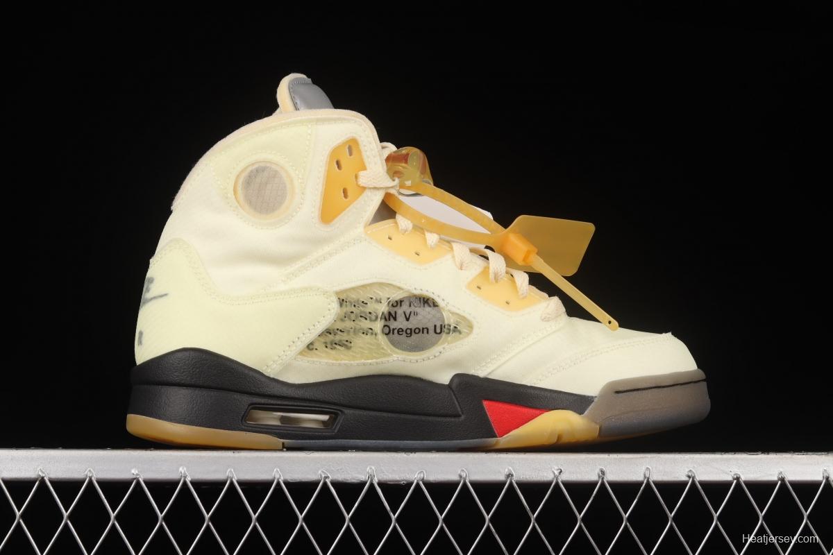 OFF-White x Air Jordan 5 Retro SP White Sail Golden Cicada DH8565-100