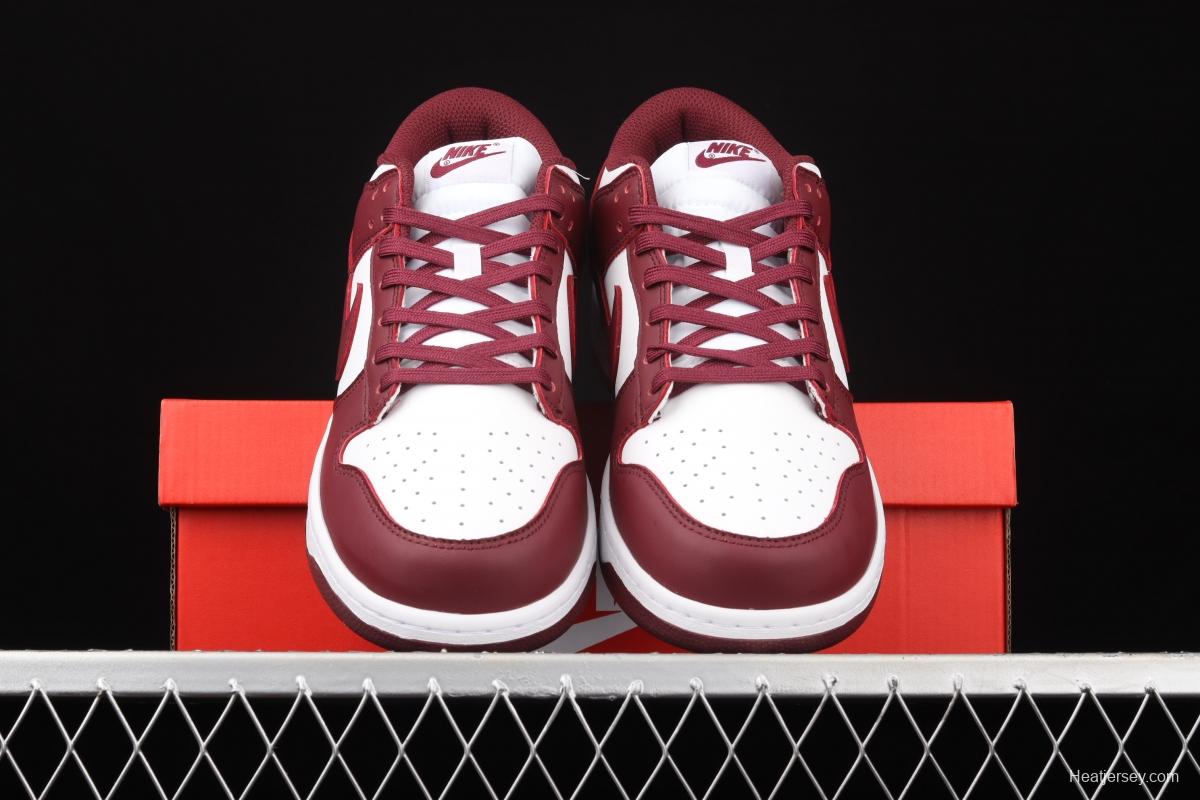 NIKE SB DUNK Low Prm wine red and white color SB buckle rebound fashion leisure board shoes DD1503-108