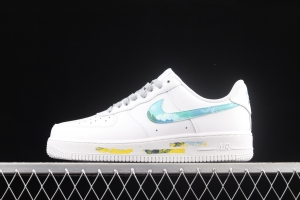 NIKE Air Force 1: 07 Lx graffiti white and green color matching low upper shoes 314192-117