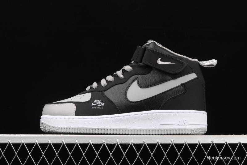 NIKE Air Force 1 Lv8 ShAdidasow Grey Shadow Grey side Logo3M reflective board shoes BQ6819-008