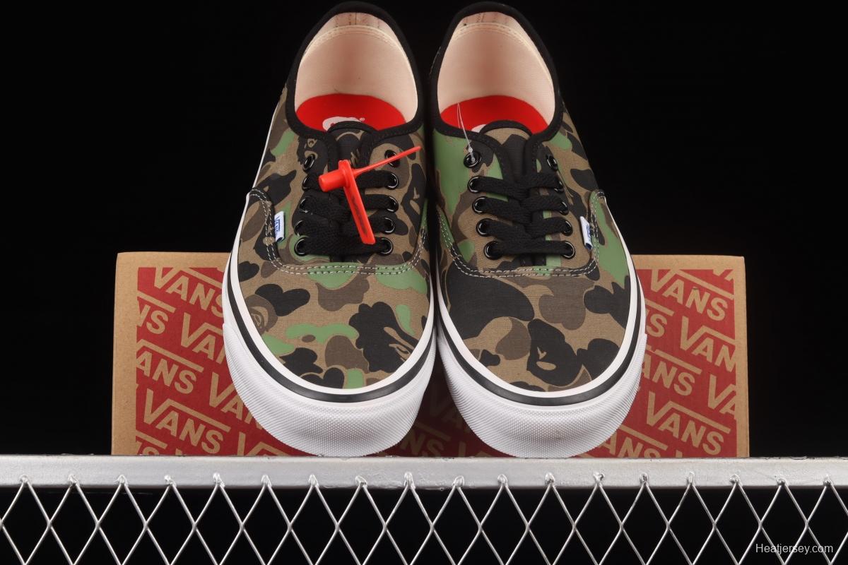 Vans Authentic ape-man co-named green camouflage low-top casual board shoes VN0A38EN7BC