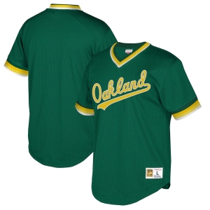 Men's Green Cooperstown Collection Mesh Wordmark V-Neck Throwback Jersey