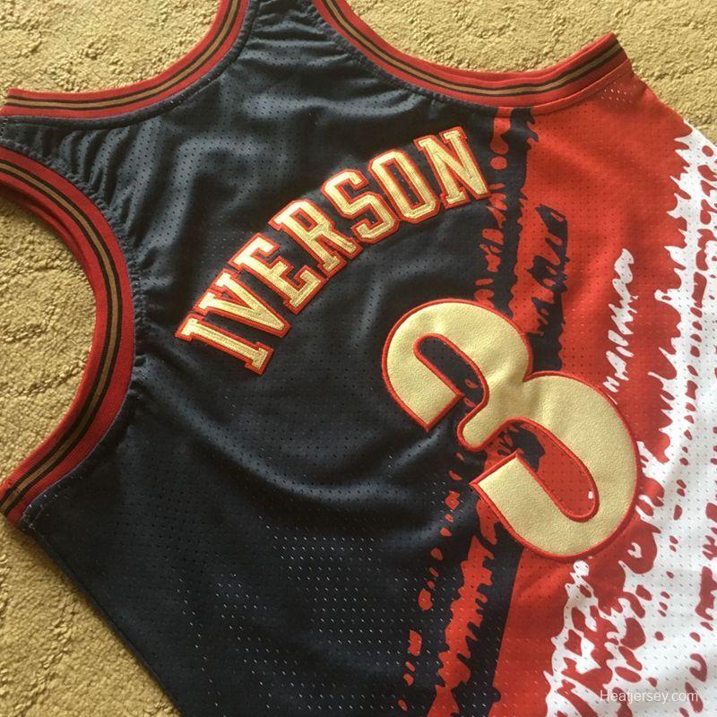 Men's Allen Iverson Black And White Retro Classic Team Jersey