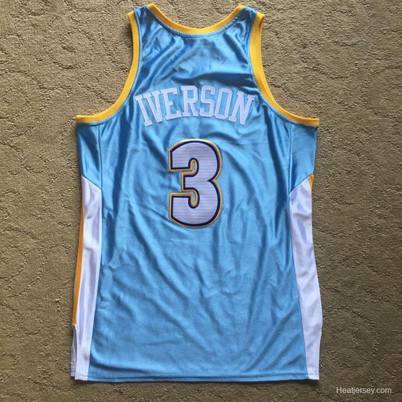 Men's Allen Iverson Sky Blue Retro Classic Team Jersey