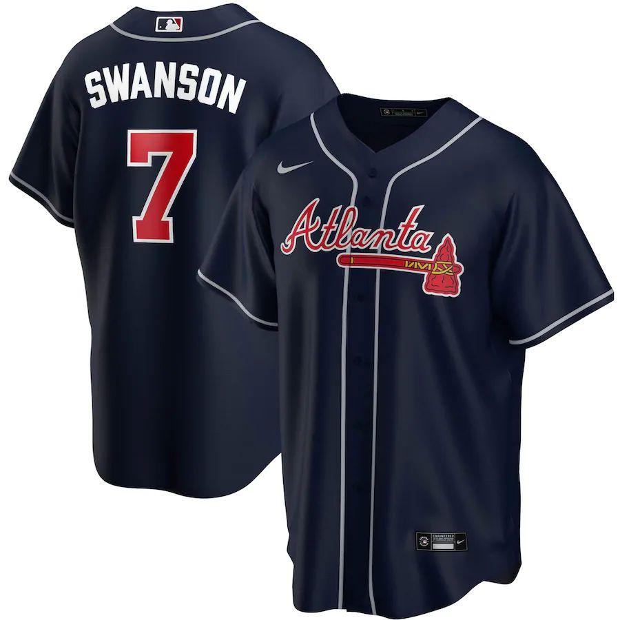 Men's Dansby Swanson Navy Alternate 2020 Player Team Jersey