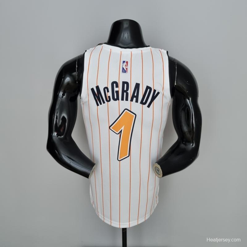 75th Anniversary Orlando Magic McGrady #1 White And Orange NBA Jersey