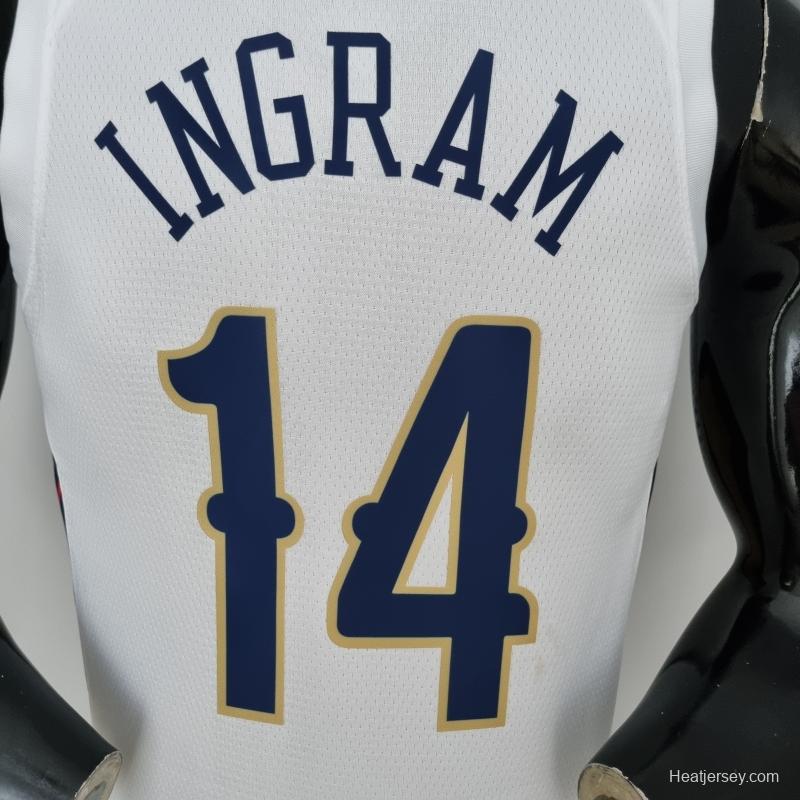 75th Anniversary New Orleans Pelicans Ingram #14 White NBA Jersey