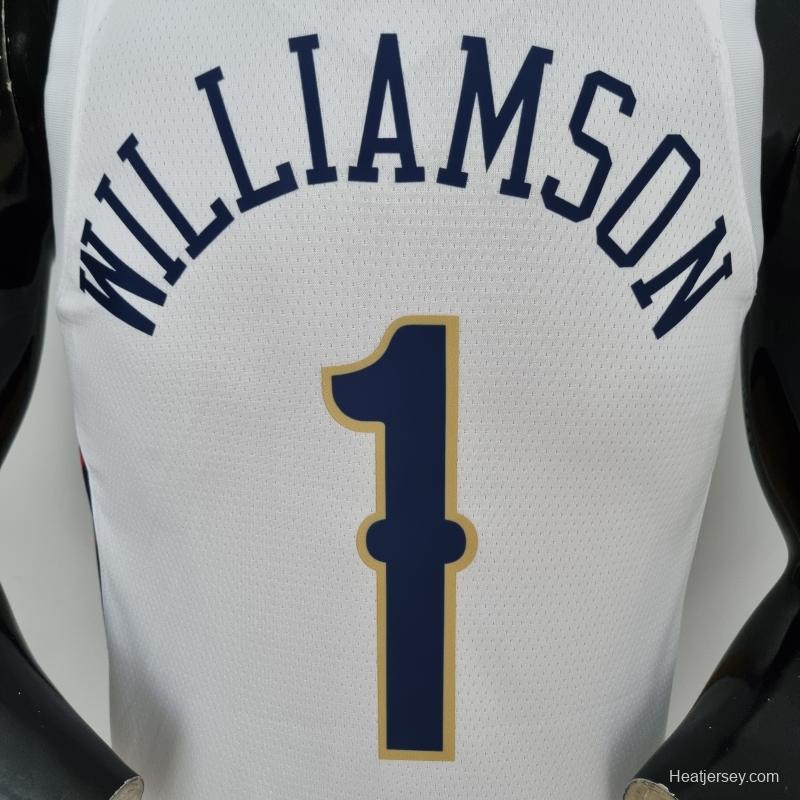 75th Anniversary New Orleans Pelicans Williamson#1 White NBA Jersey