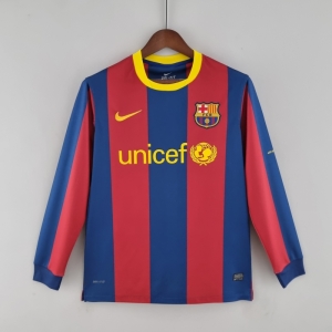 Retro 10/11 Barcelona Long Sleeve Home Soccer Jersey