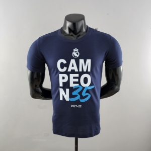 22 23 Real Madrid Mens Campeón 35 T-Shirt Navy #K000167