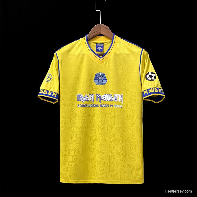 Retro 2008 West Ham Iron Maiden Yellow Jersey