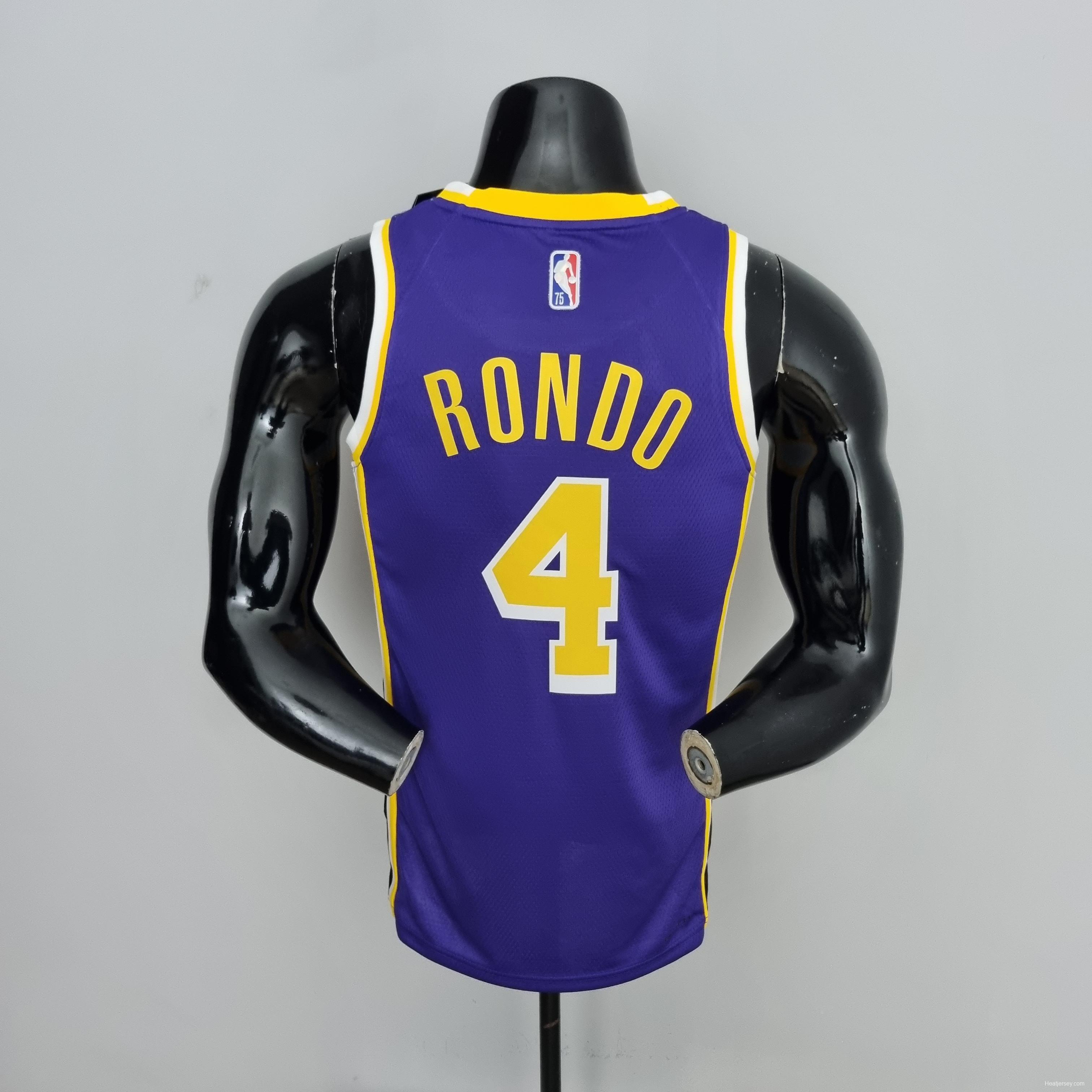 75th Anniversary Rondo #4 Los Angeles Lakers Jordan Purple NBA Jersey