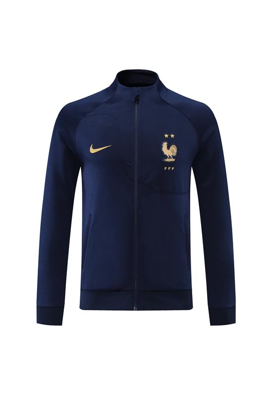 2022 France Navy Full Zipper Jacket+Long Pants