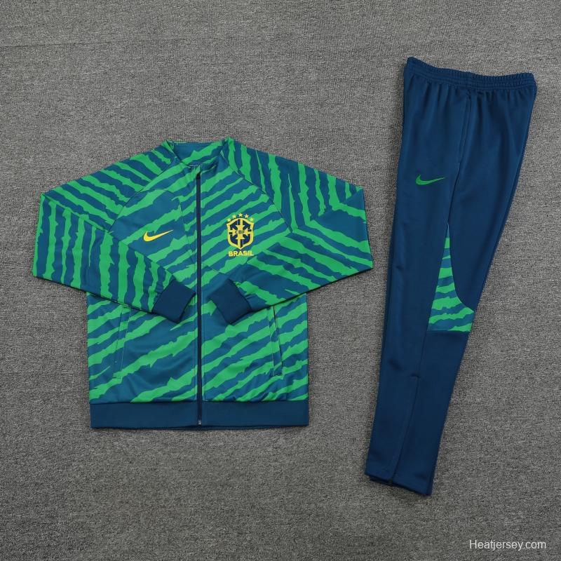 2022 Brazil Green Full Zipper Tracksuit