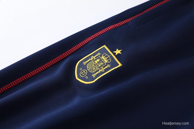 2022 Spain Navy Full Zipper Tracksuit