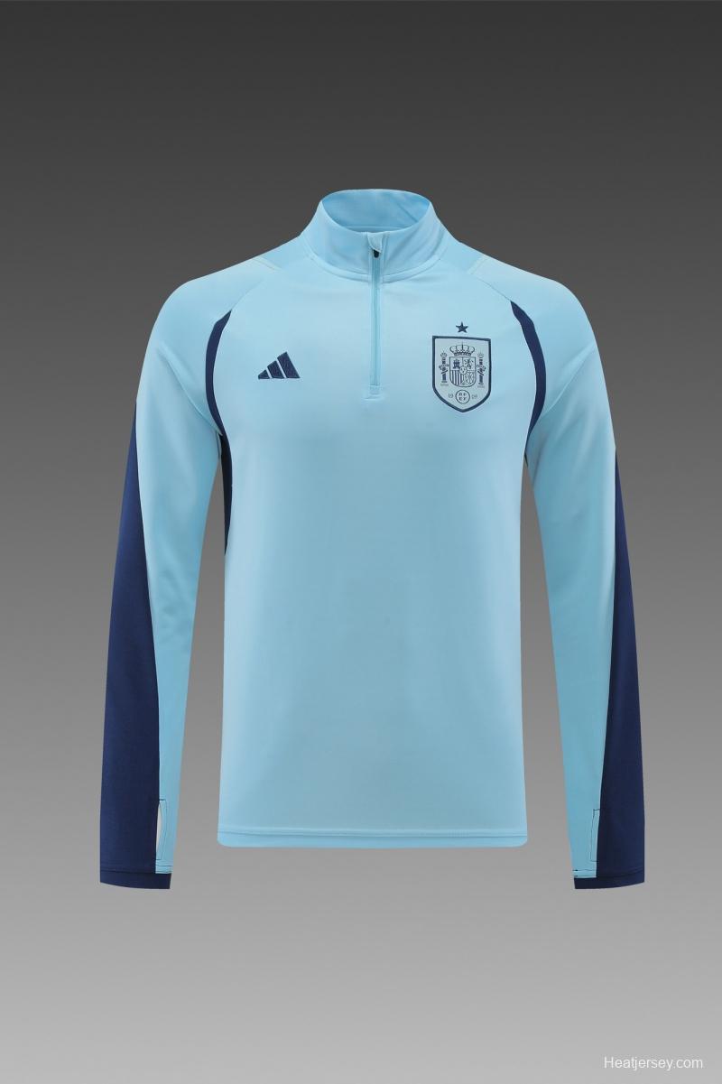 2022 Spain Blue Half Zipper Tracksuit