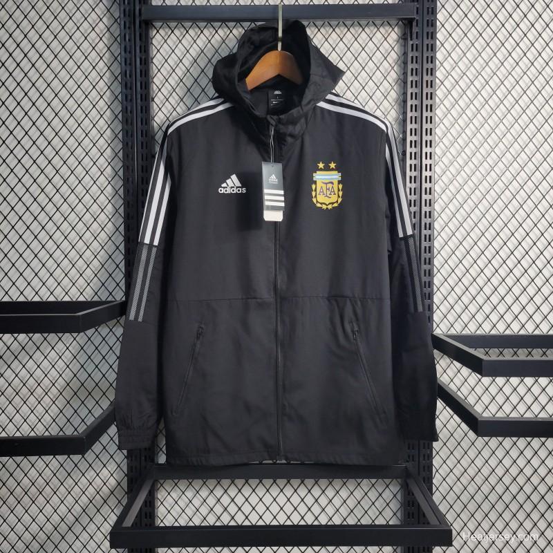 2022 3 Stars Argentina Black Windbreaker Black