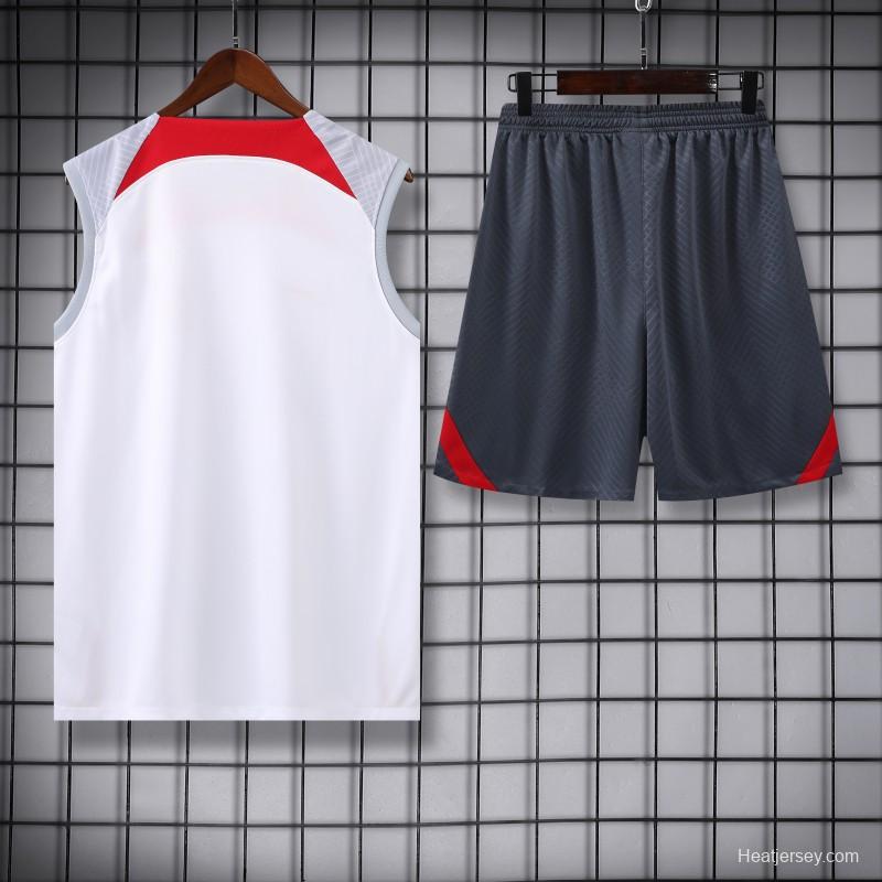 23-24 Liverpool White Vest Jersey+Shorts