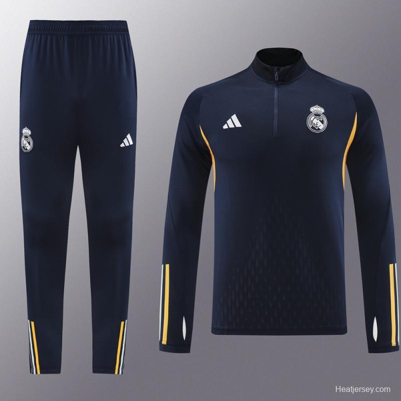 23/24 Real Madrid Navy Half Zipper Jacket+Pants