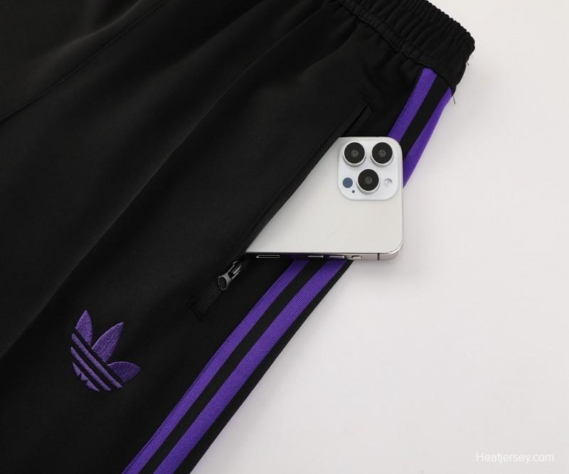 24/25 Adidas Original Black/Purple Full Zipper Jacket +Long Pants