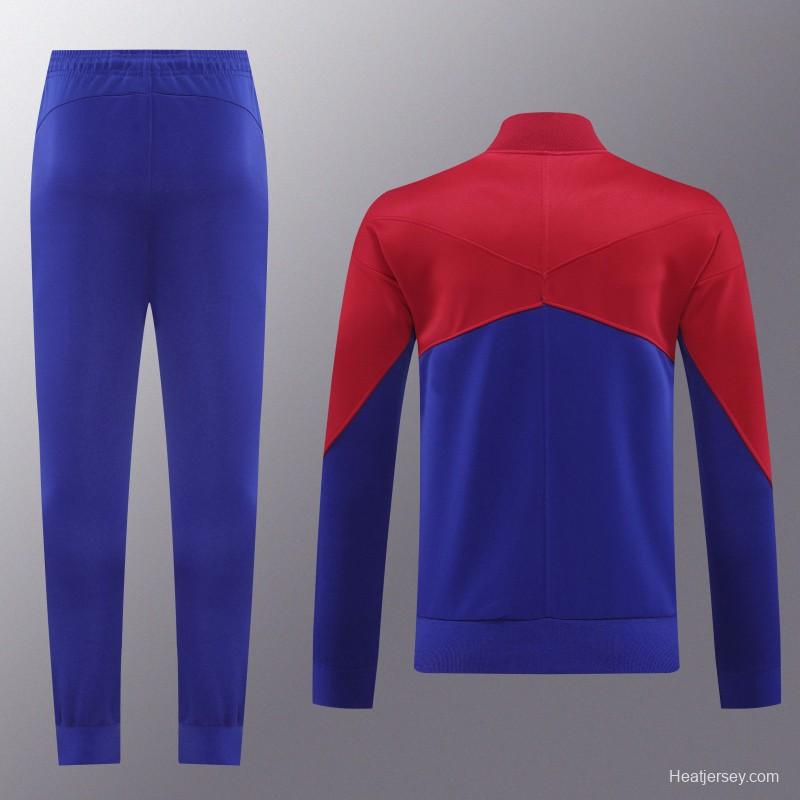 24/25 Barcelona Blue/Red Full Zipper Jacket +Long Pants