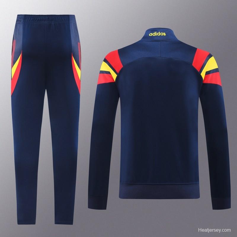 2024 Spain Navy Full Zipper Jacket +Long Pants