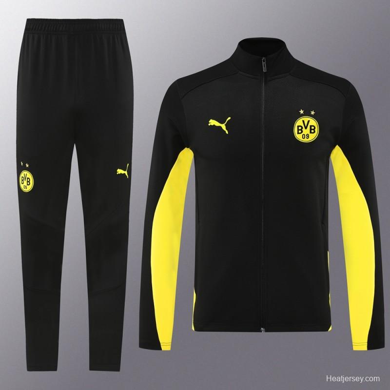 24/25 Borussia Dortmund Black/Yellow Full Zipper Jacket +Long Pants