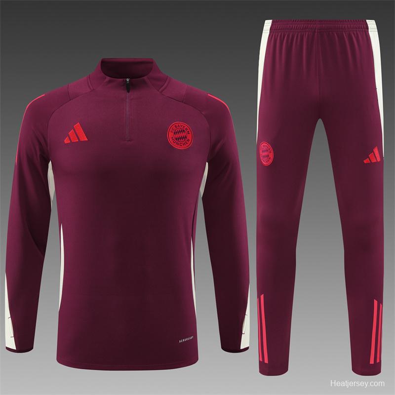 24/25 Bayern Munich Wine Half Zipper Jacket+Long Pants