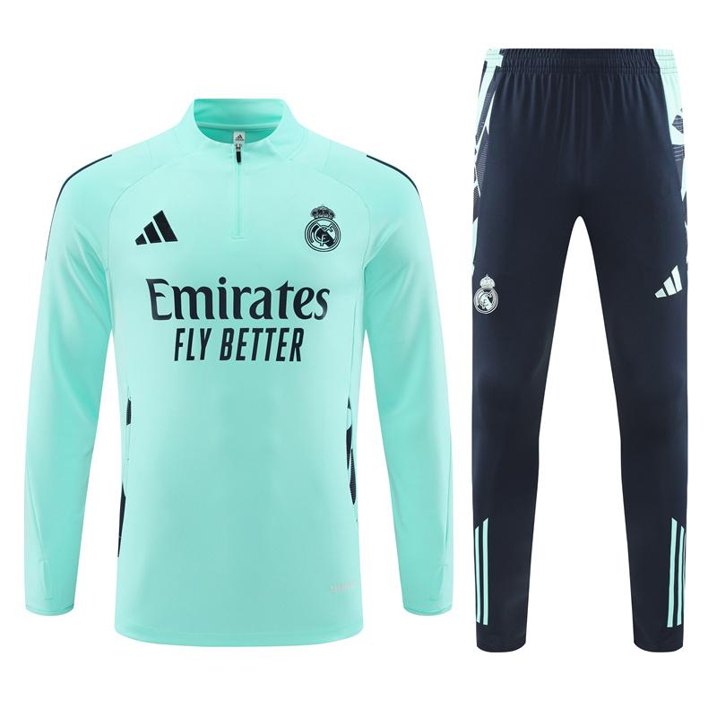 24/25 Real Madrid Lake Blue Half Zipper Jacket+Long Pants