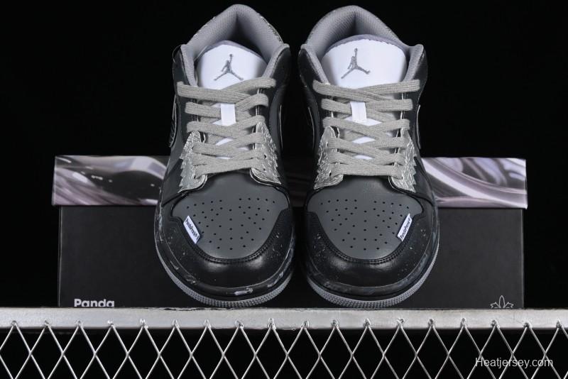 Nike Air Jordan 1 Low AJ1 Panda Prank Modern Gray Silver Black Low-top Casual Sneakers - 553560-053