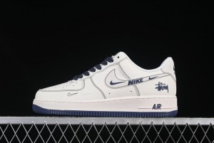 Nike Air Force 1 '07 Low Stussy Collaboration Grey Swoosh Casual Sneakers - HH7518-063